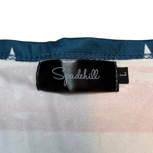 Spadehill USA Flag Cold Shoulder Stars Stripes Top Blouse Size L - Picture 5 of 7